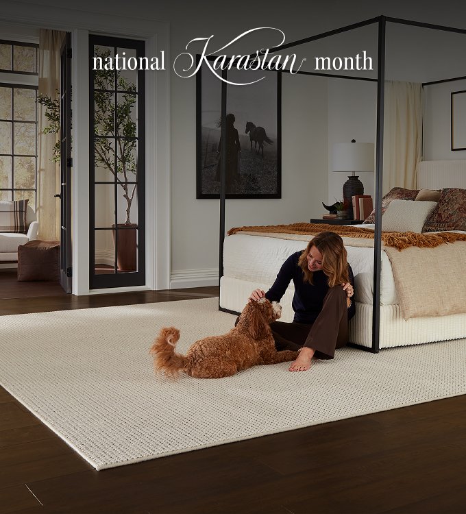 A bedroom with Karastan flooring