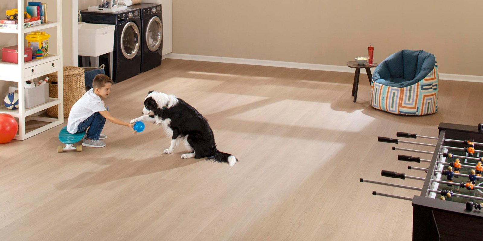 Laundry room with pet friendly SolidTech R flooring