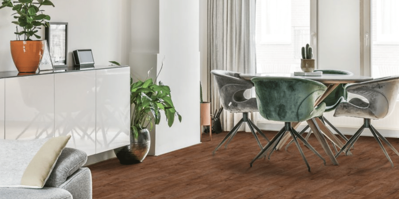 Modern Dining Room with LVT flooring