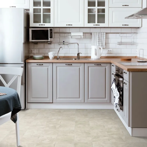 Bright kitchen with waterproof flooring