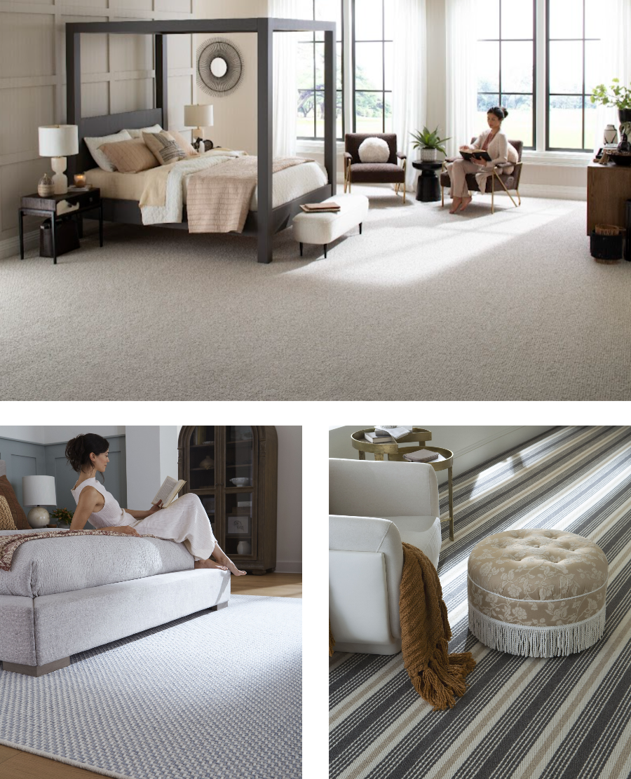 Karastan Black Label flooring collage in stylish homes